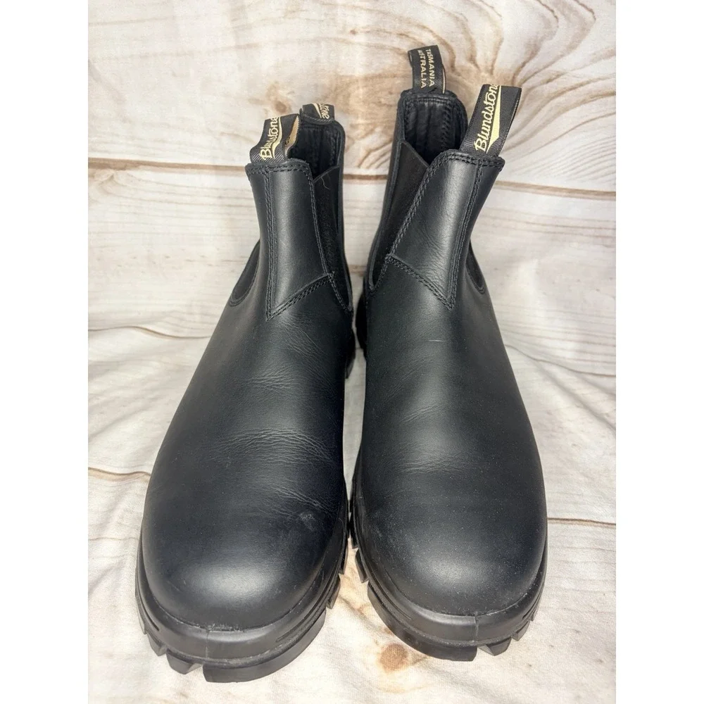 Blundstone 510 Black Leather Chelsea Work Boots Soft Toe Unisex AU 11 US 12